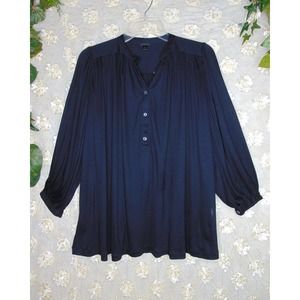 J. Crew | Women's Long Sleeve Black Blouse Buttons V Neck 100% Modal Size Small